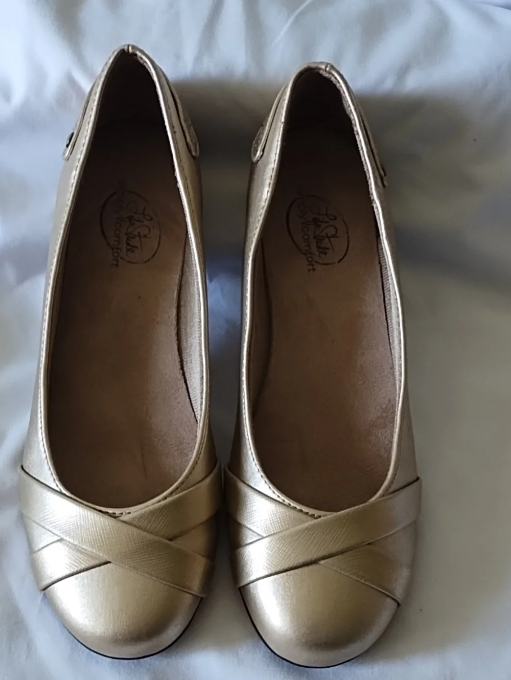 LifeStride Metallic Gold Women's Ballet Flats